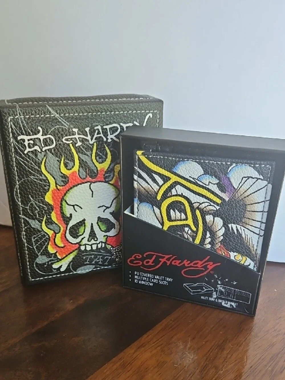 Ed Hardy Bi Fold wallet with Yellow & Red Tattoo Art